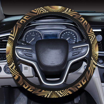 Ancient Greek Print Design LKS3012 Steering Wheel Cover with Elastic Edge