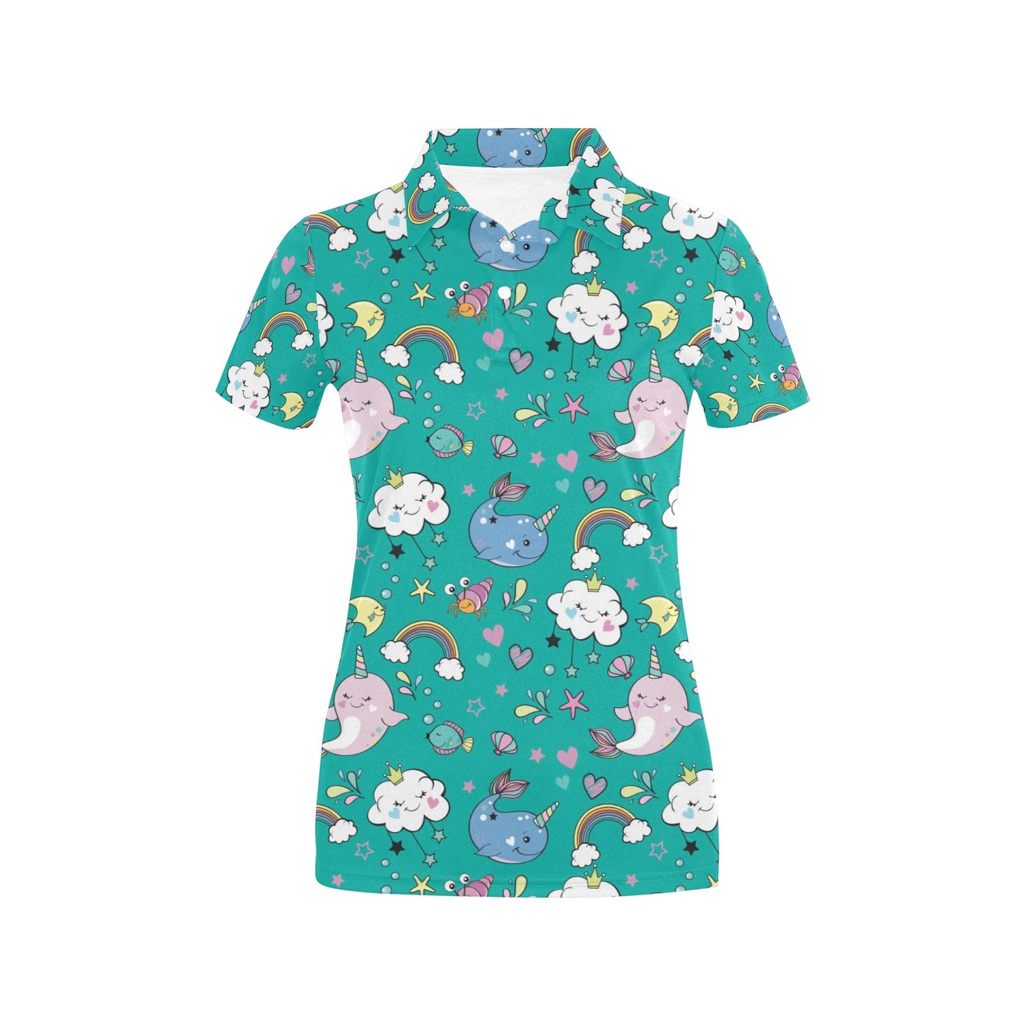 Narwhal Pattern Print Design 04 Women's Polo Shirt