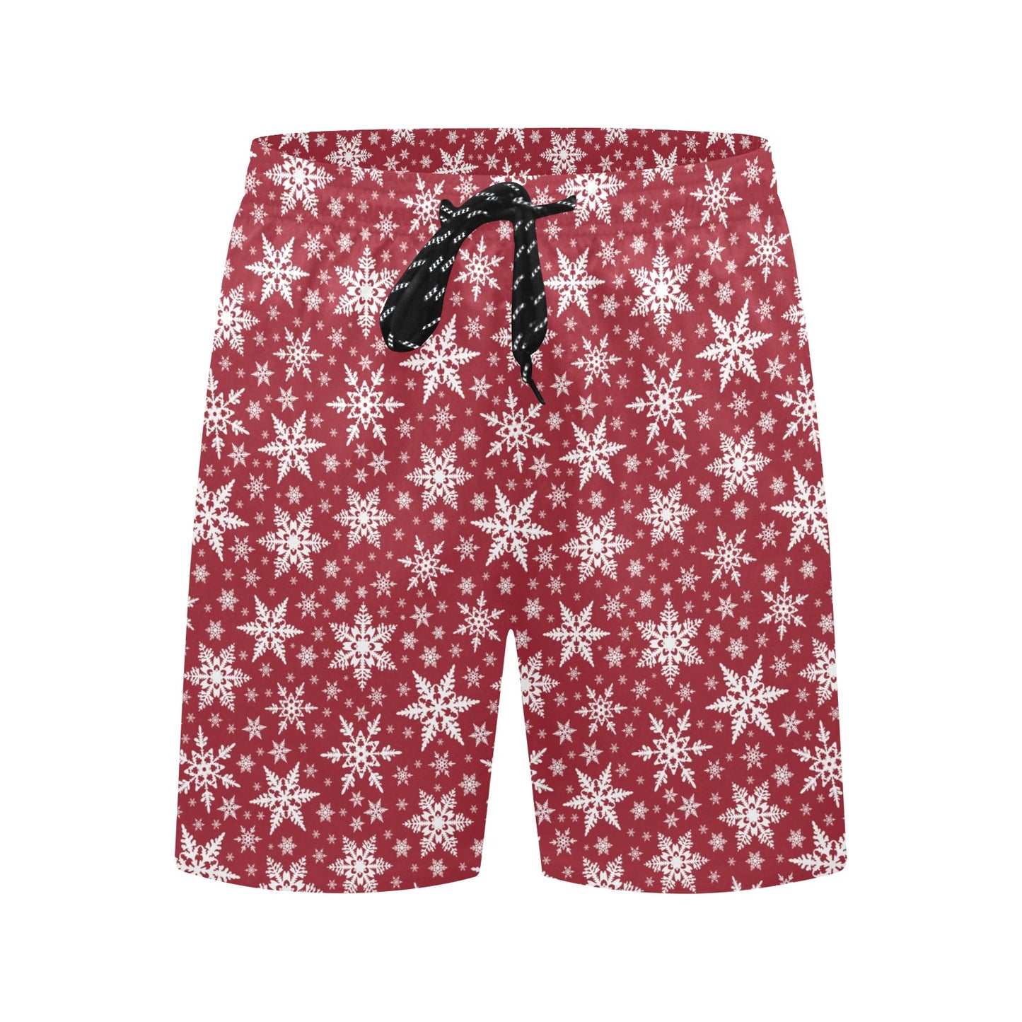 Snowflake Red Print Design LKS302 Men's Swim Trunks Beach Shorts