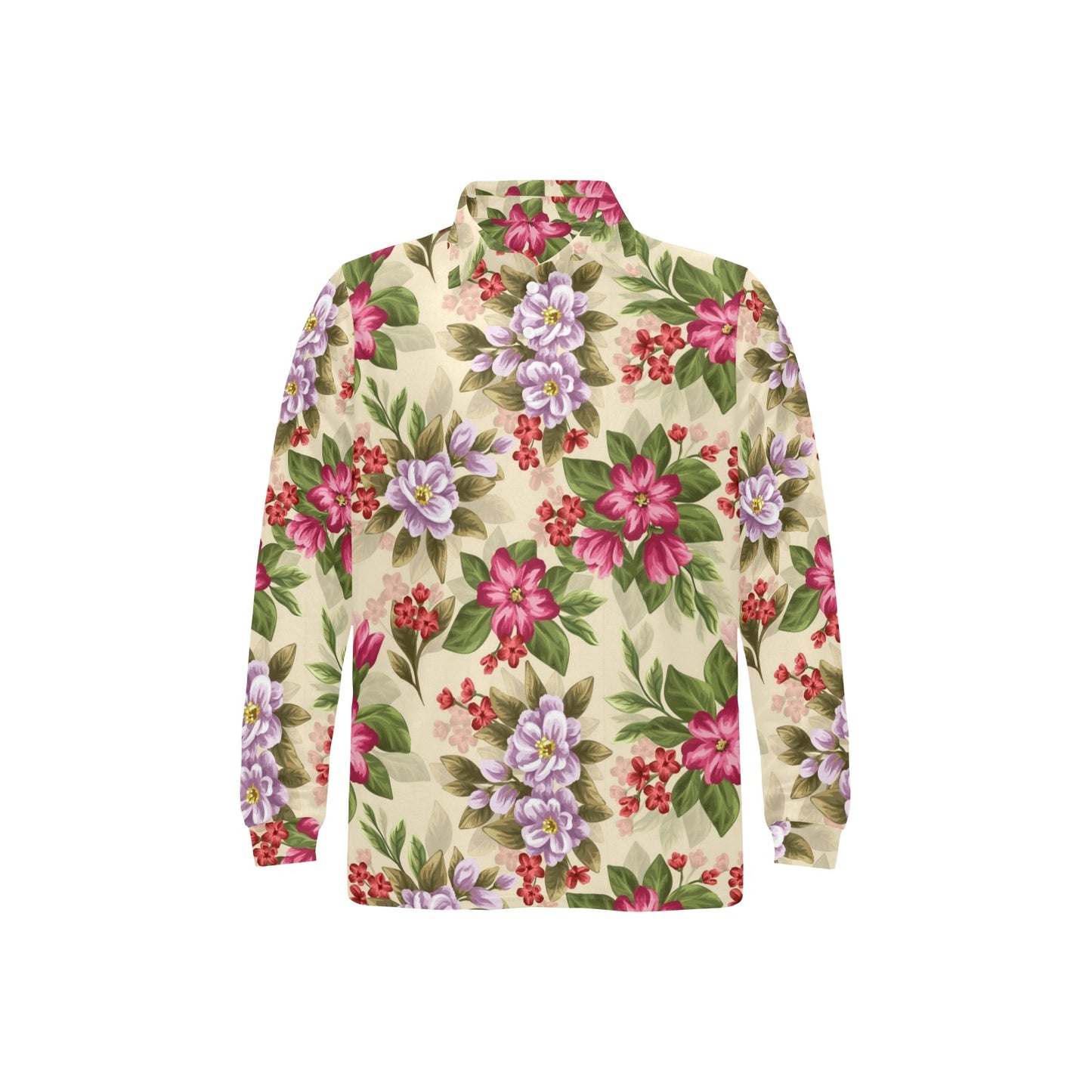Summer Floral Pattern Print Design SF08 Long Sleeve Polo Shirt For Men's