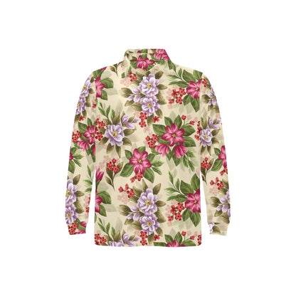 Summer Floral Pattern Print Design SF08 Long Sleeve Polo Shirt For Men's
