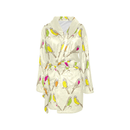 Parakeet Pattern Print Design A01 Women's Fleece Robe
