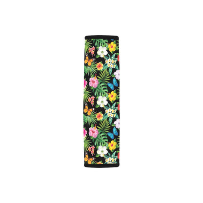 Hibiscus With Butterfly Print Design LKS305 Car Seat Belt Cover