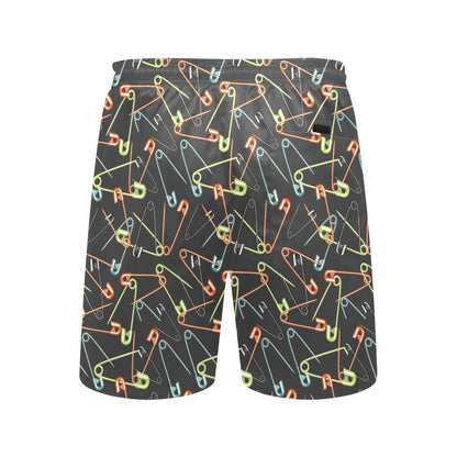 Safety Pin Print Design LKS301 Men's Swim Trunks Beach Shorts