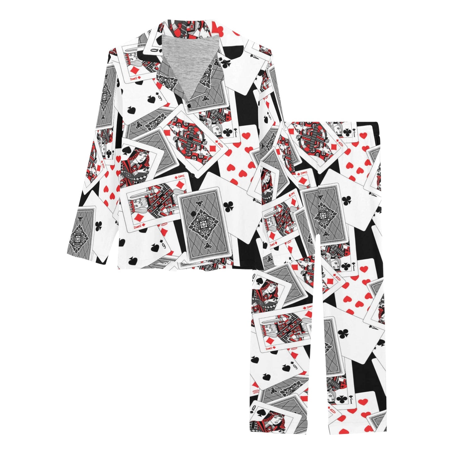 Poker Cards Pattern Print Design A04 Women's Long Pajama Set