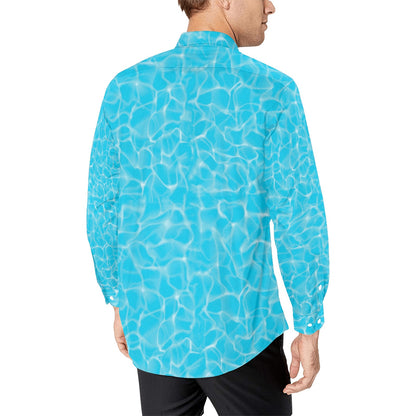 Swimming Pool Texture Print Design LKS301 Men's Long Sleeve Dress Shirt