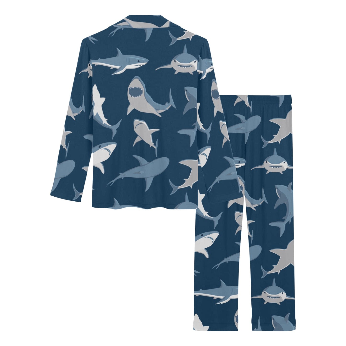 Shark Action Pattern Women's Long Pajama Set