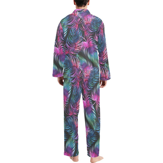 Palm Leaves Pattern Print Design PL010 Men's Long Pajama Set