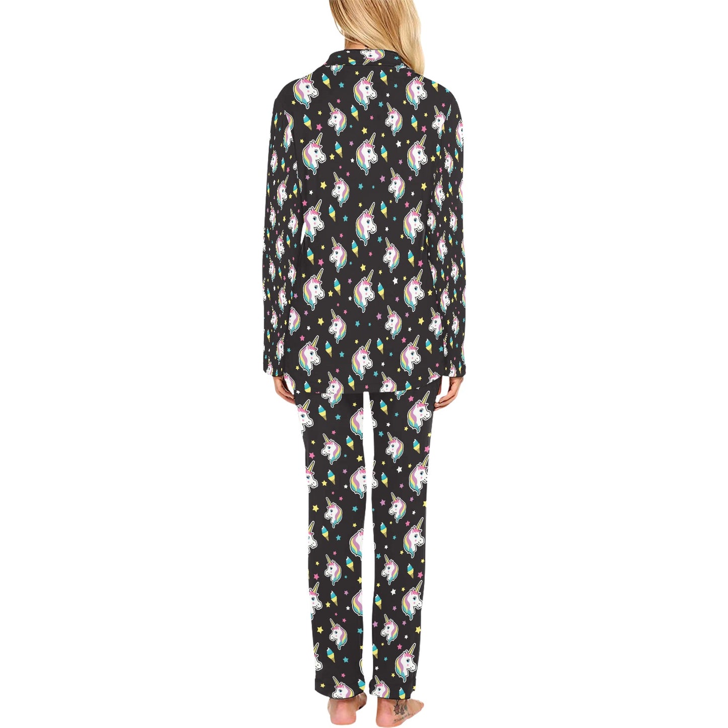 Unicorn Print Design LKS302 Women's Long Pajama Set