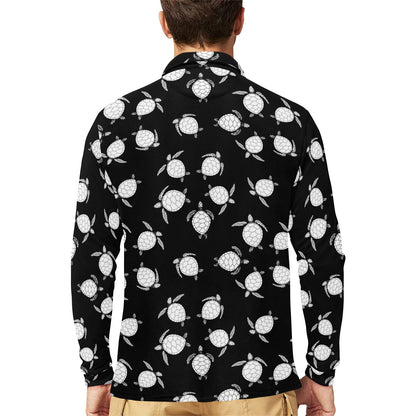 Sea Turtle Print Design LKS303 Long Sleeve Polo Shirt For Men's