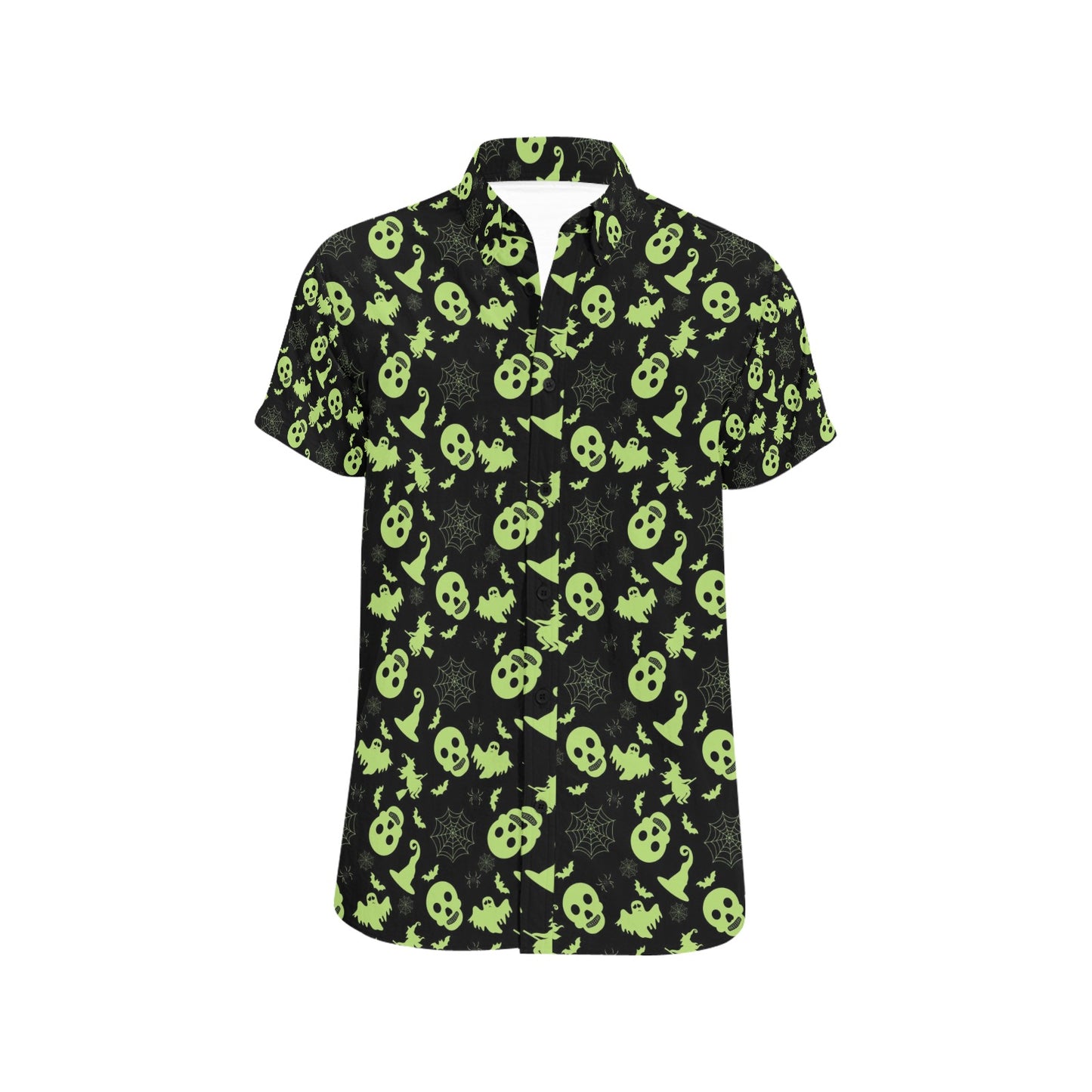 Witch Halloween Print Design LKS306 Men Short Sleeve Button Up Shirt
