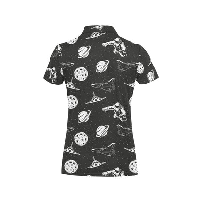 Space Astronauts Print Women's Polo Shirt