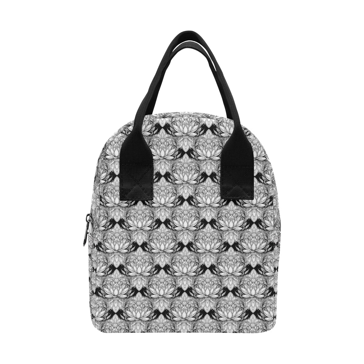 Lotus Mandala Print Pattern Insulated Lunch Bag