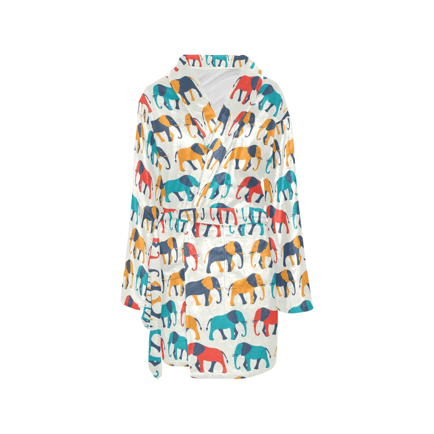 Elephant Colorful Print Pattern Women's Fleece Robe
