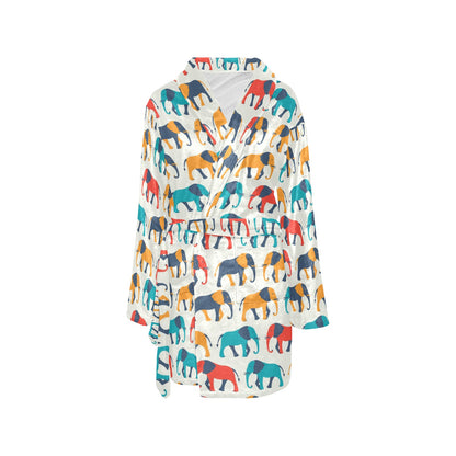 Elephant Colorful Print Pattern Women's Fleece Robe