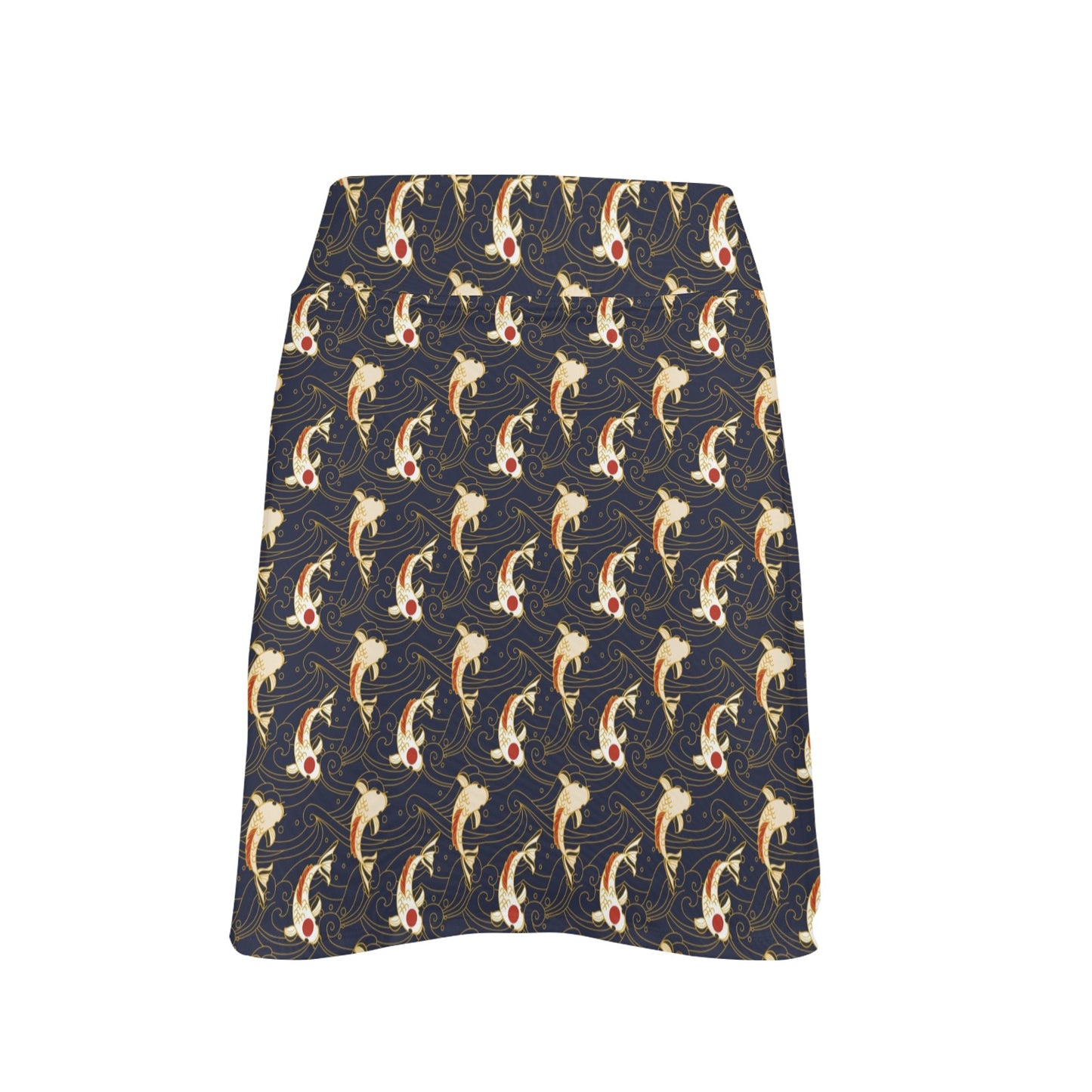 Koi Carp Japanese Design Themed Print 17" Golf & Pickleball Skort with Pockets