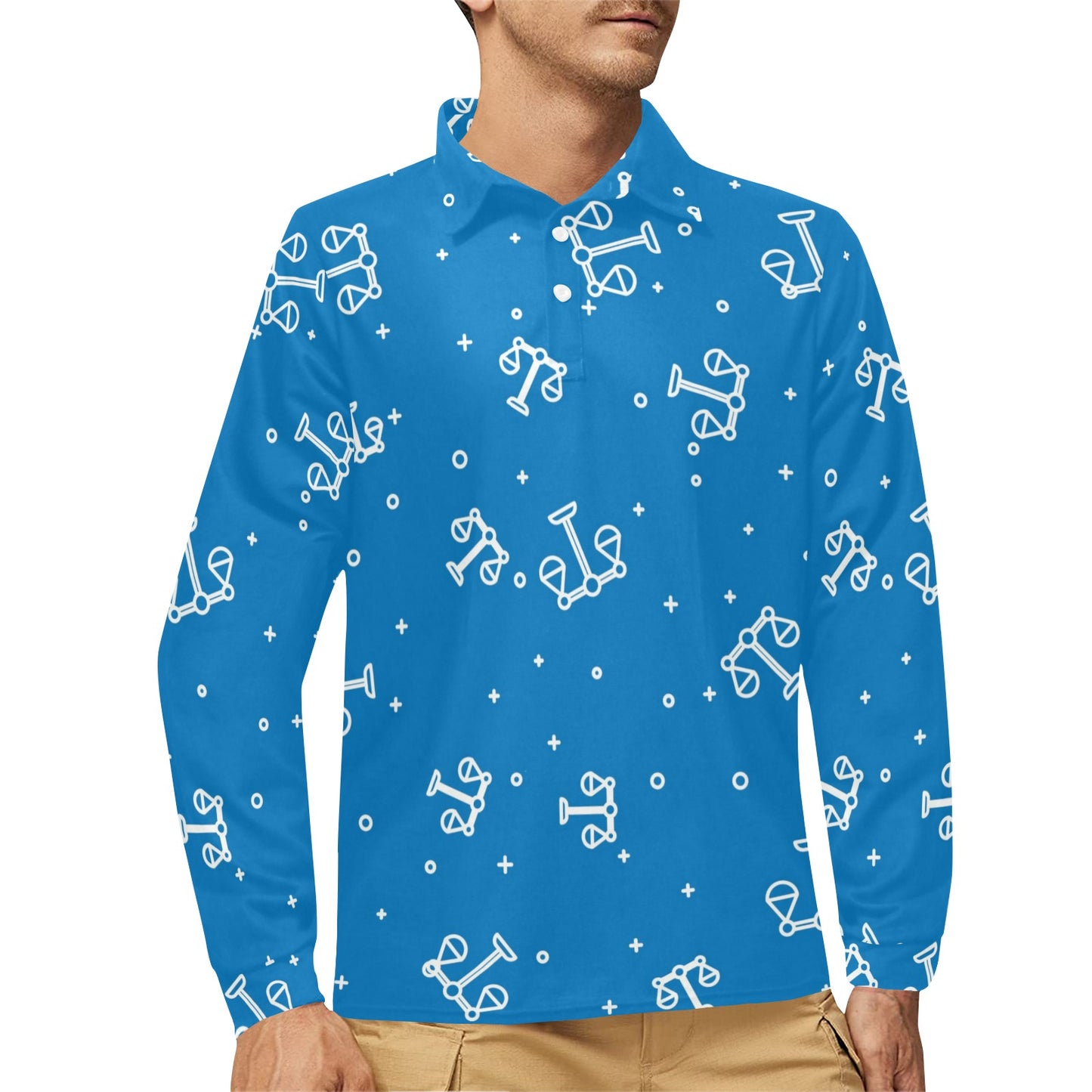 Libra Pattern Print Design 05 Long Sleeve Polo Shirt For Men's