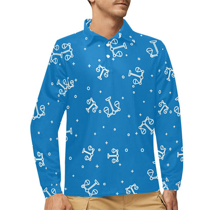 Libra Pattern Print Design 05 Long Sleeve Polo Shirt For Men's