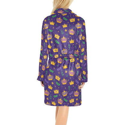 Mardi Gras Pattern Print Design 03 Women's Fleece Robe