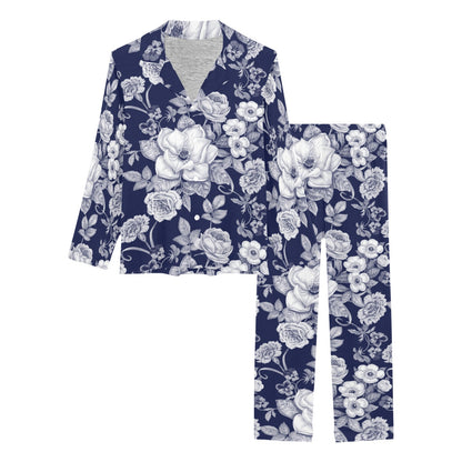 Floral Infrared Pattern Women's Long Pajama Set