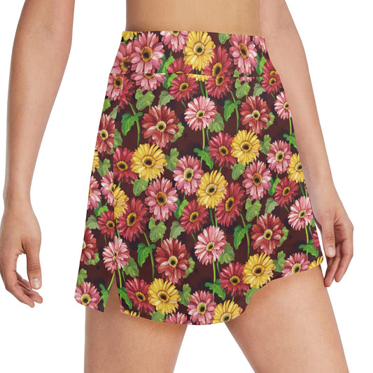 Daisy Gerbera Print Pattern 17" Golf & Pickleball Skort with Pockets