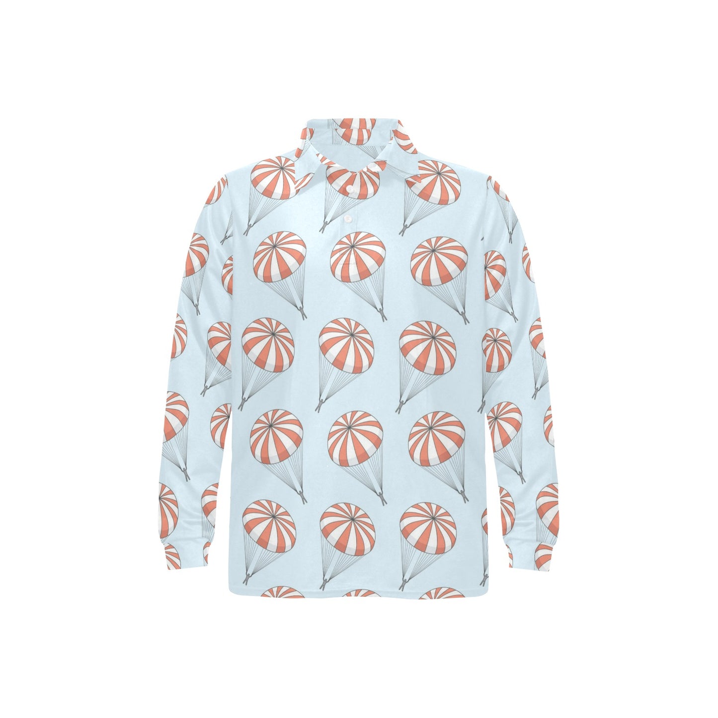 Skydiving Pattern Print Design 01 Long Sleeve Polo Shirt For Men's