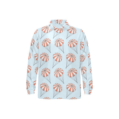 Skydiving Pattern Print Design 01 Long Sleeve Polo Shirt For Men's