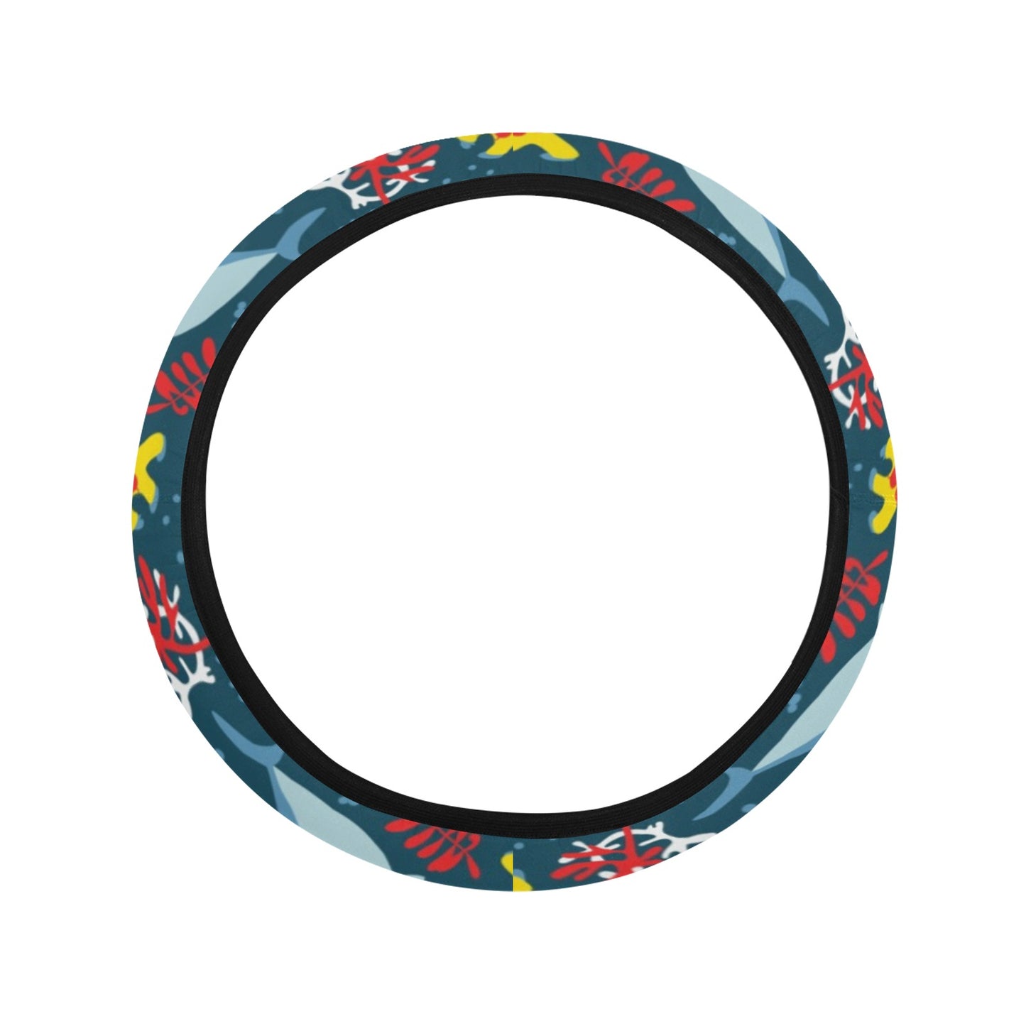Scuba With Sharks Print Design LKS303 Steering Wheel Cover with Elastic Edge