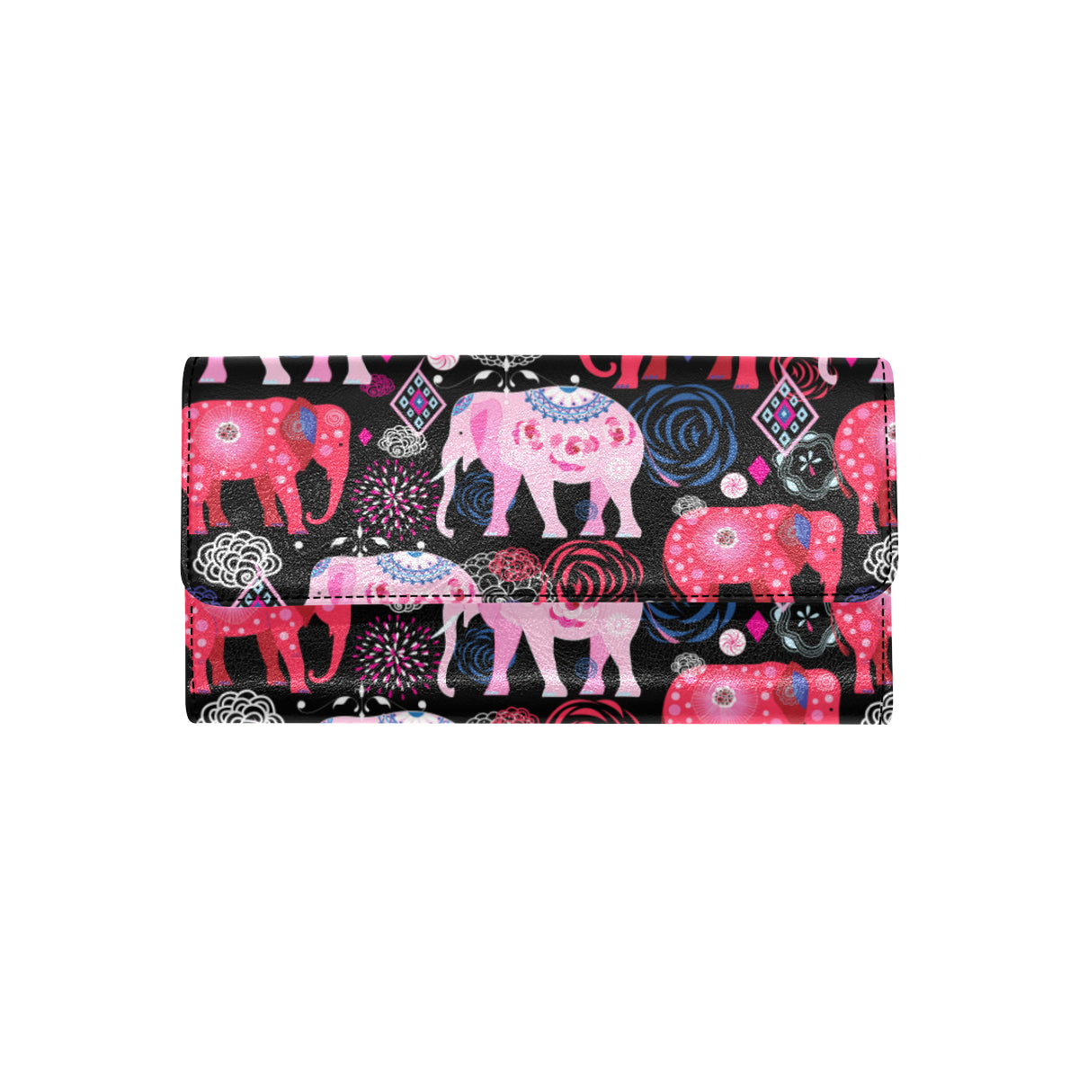 Pink Elephant Pattern Women's Trifold Wallet