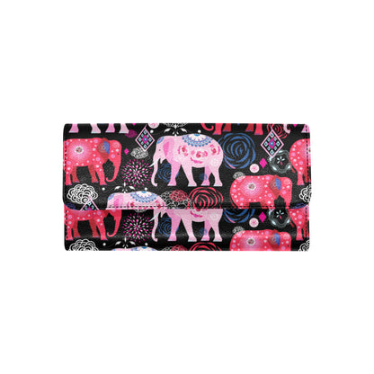 Pink Elephant Pattern Women's Trifold Wallet