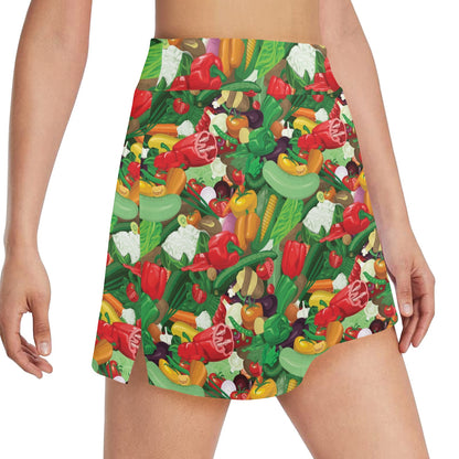 Salad Mix Vegetableprint Design LKS301 17" Golf & Pickleball Skort with Pockets