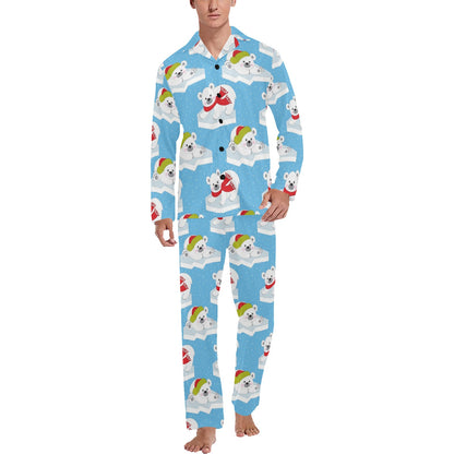 Polar Bear Pattern Print Design PB06 Men's Long Pajama Set
