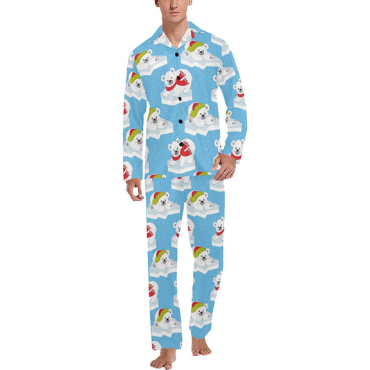 Polar Bear Pattern Print Design PB06 Men's Long Pajama Set