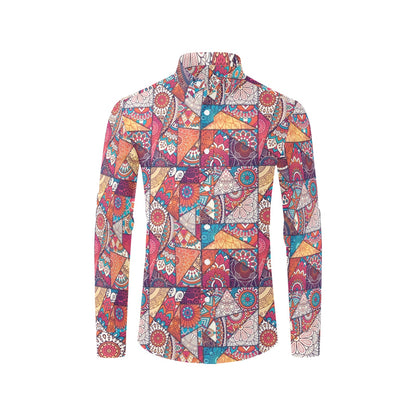 Patchwork Print Design LKS401 Men's Long Sleeve Dress Shirt
