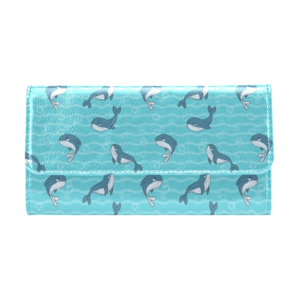 Whale Print Design LKS303 Women's Trifold Wallet