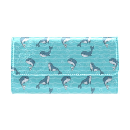 Whale Print Design LKS303 Women's Trifold Wallet
