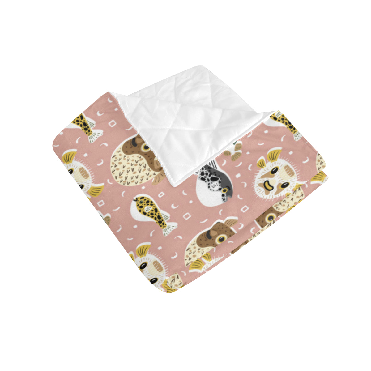 Fugu Cute Pattern Print Design 01 Premium Quilt