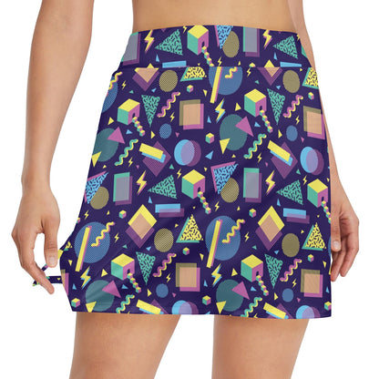 Geometric Print Design LKS401 17" Golf & Pickleball Skort with Pockets