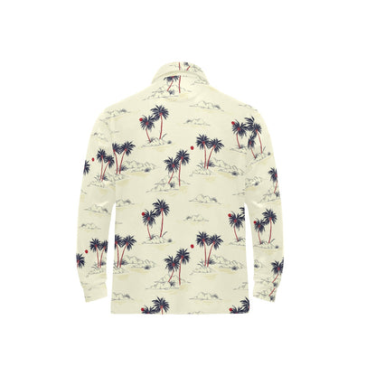 Palm Tree Pattern Print Design PT08 Long Sleeve Polo Shirt For Men's
