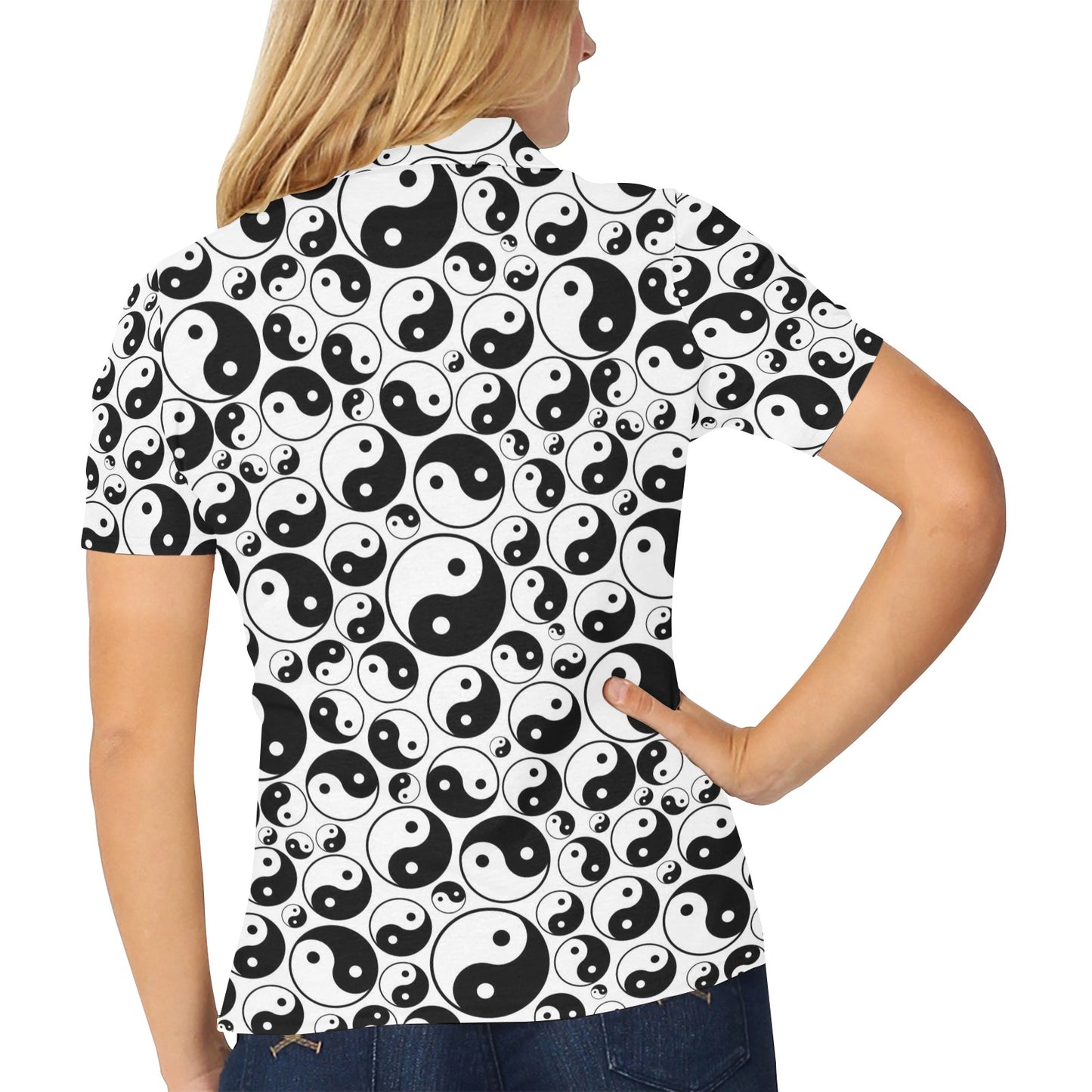 Yin Yang Print Design LKS302 Women's Polo Shirt
