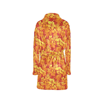 Hibiscus Summer Print Design LKS302 Women's Fleece Robe