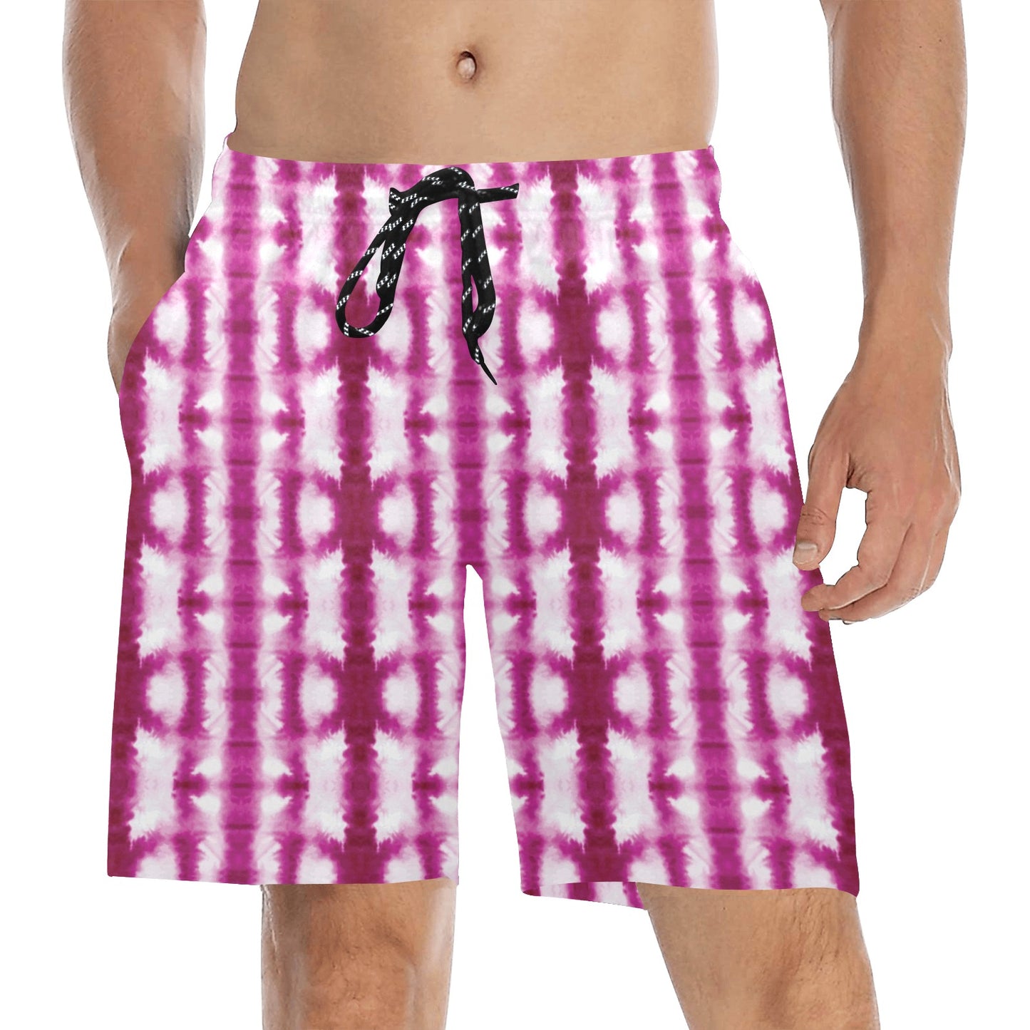 Tie Dye Dark Pink Print Design LKS303 Men's Swim Trunks Beach Shorts