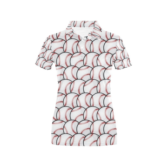 Baseball Pattern Women's Polo Shirt