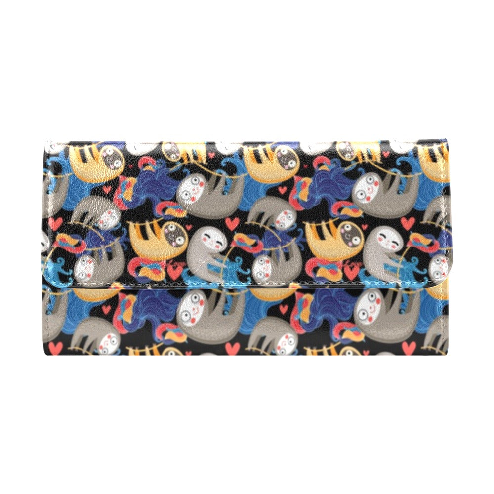 Sloth Cartoon Design Themed Print Women's Trifold Wallet