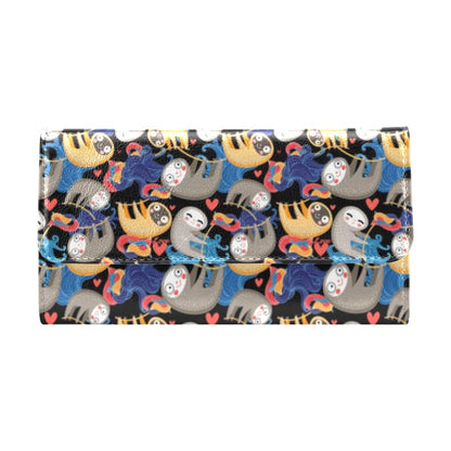 Sloth Cartoon Design Themed Print Women's Trifold Wallet