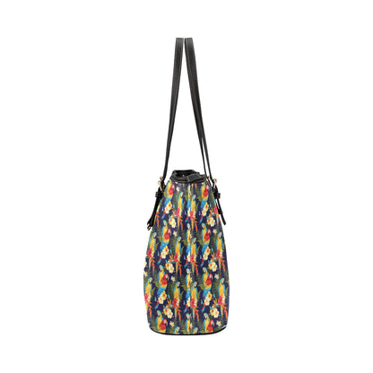 Parrot Themed Design Leather Tote Bag
