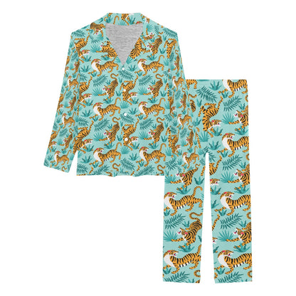 Tiger Print Design LKS304 Women's Long Pajama Set