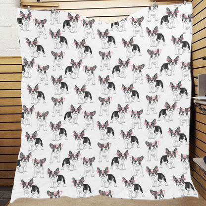 Boston Terrier Pattern Print Design 03 Premium Quilt