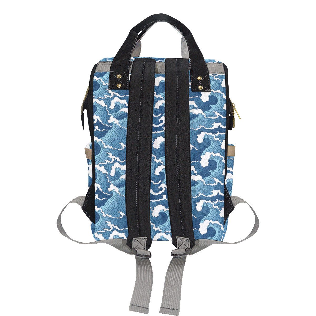 Wave Themed Pattern Print Diaper Bag Backpack