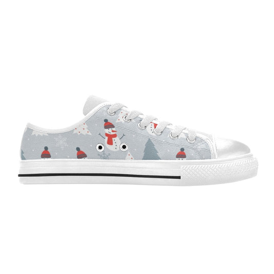 Snowman Print Design LKS302 Women's White Low Top Shoes